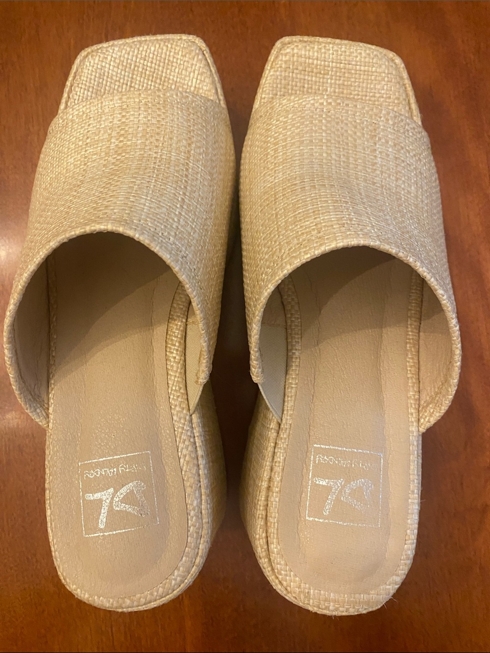 Dirty Laundry Beige Woven Platform Slide Wedges - Picture 7 of 7